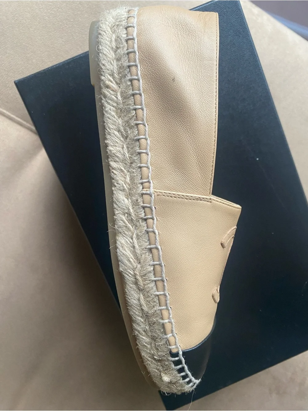 Chanel Beige with Black Toe Espadrilles